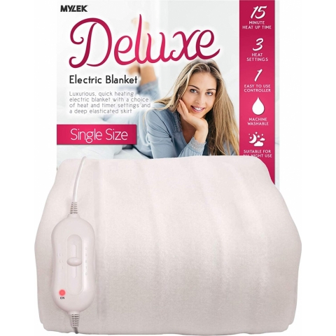 MYLEK Fully Fitted Single Size Deluxe Electric Blanket