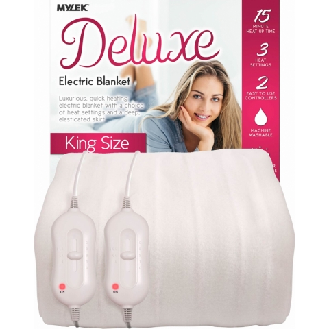MYLEK Fully Fitted King Size Deluxe Electric Blanket with Dual Controls