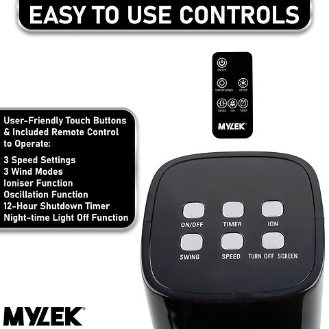 5 - 48 Inch Black Tower Fan Controls.jpg